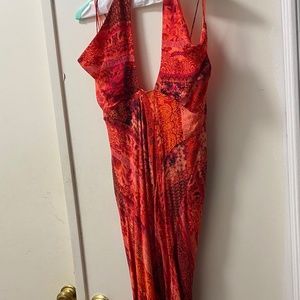 Alice and Olivia Cross Front Halter Maxi Dress